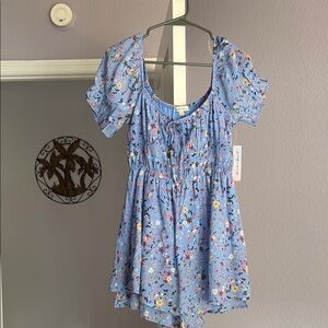 Derek Heart Blue Floral Mini Dress This is a romper! Size Junior L
